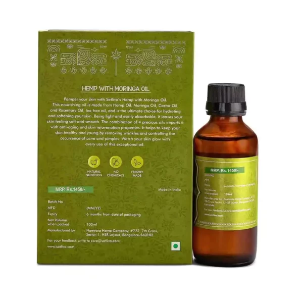 HEMP WITH MORINGA FACE & BODY OIL - HYDRATES SKIN, REDUCES WRINKLES, FINE LINES & ACNE on satliva.com