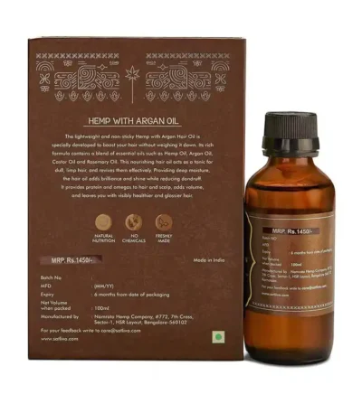 HEMP WITH ARGAN HAIR OIL - STRENGTHENS THE ROOTS, HELPS IN RESTORING DAMAGED & FRIZZY HAIR & REDUCES HAIR FALL on itsHemp