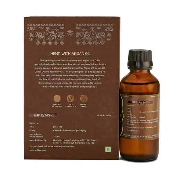 HEMP WITH ARGAN HAIR OIL - STRENGTHENS THE ROOTS, HELPS IN RESTORING DAMAGED & FRIZZY HAIR & REDUCES HAIR FALL on itsHemp